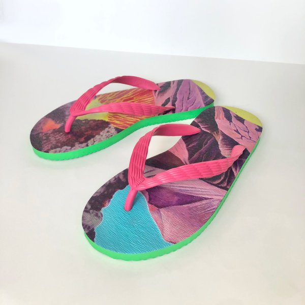 画像2: ビーチサンダル 霧島（ピンク×グリーン）25cm (2)