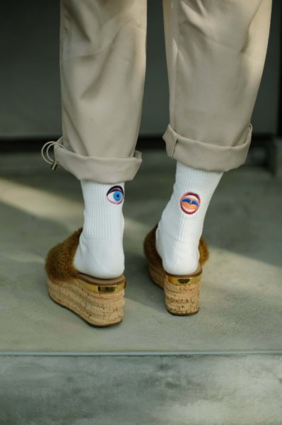 画像2: 靴下　WORD AND IMAGE 刺繍 (2)